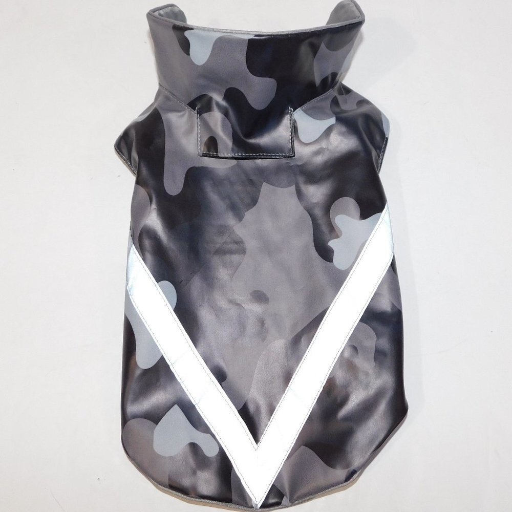 Gray Black Reflective Camo Dog XS Rain Jacket Coat Bailey & Bella